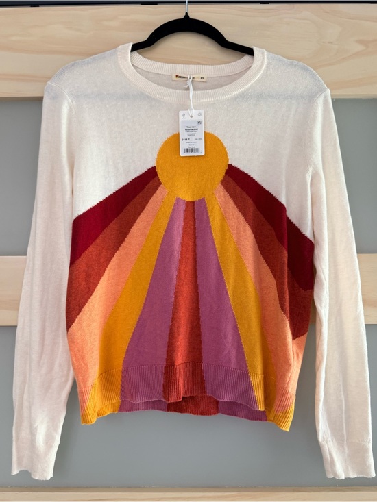 Sweaters - Marine Layer Sunset Icon Sweater XS Oatmeal Rainbow Retro Cotton